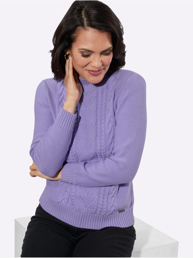 Pull à col montant pur coton - taille standard - witt Lavande - Kiabi