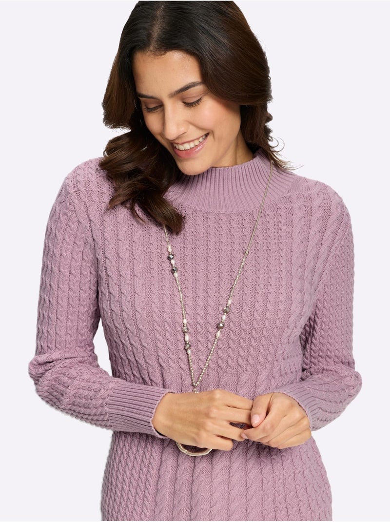 Pull à Col Montant Pur Coton - Taille Standard - Witt Mauve - Kiabi