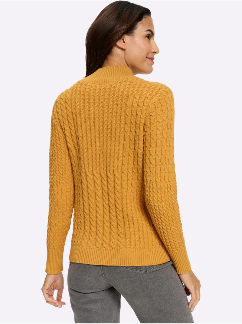 Pull à Col Montant Pur Coton - Taille Standard - Witt Ocre - Kiabi
