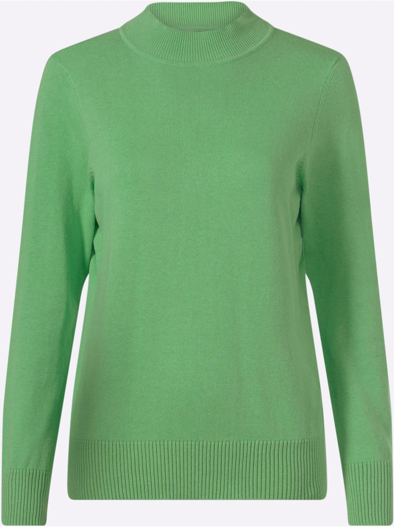 Pull à Col Montant Pur Coton - Taille Standard - Witt Vert clair - Kiabi