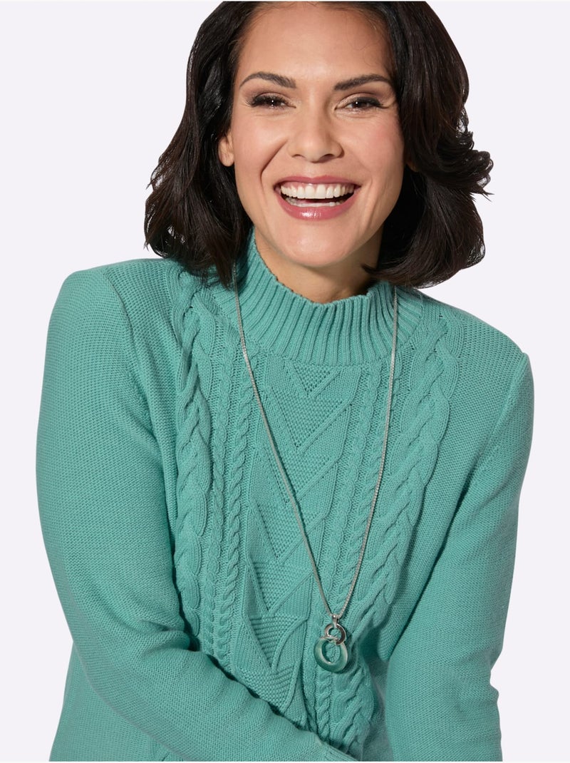 Pull à col montant pur coton - taille standard - witt Vert Sauge - Kiabi