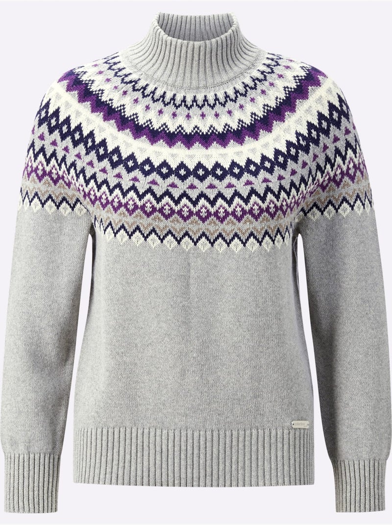 Pull à col montant qualité coton doux sur la peau - taille standard - witt Gris Bleu - Kiabi