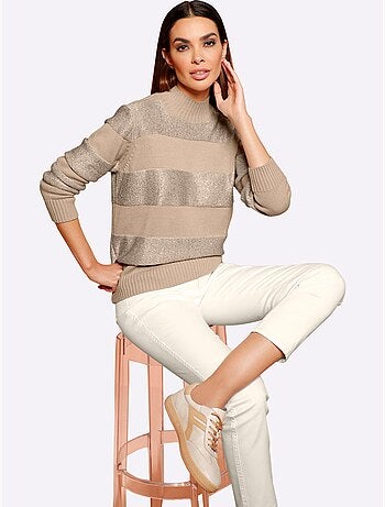 Pull à Col Montant Rayures Tendance - Taille Standard - Helline