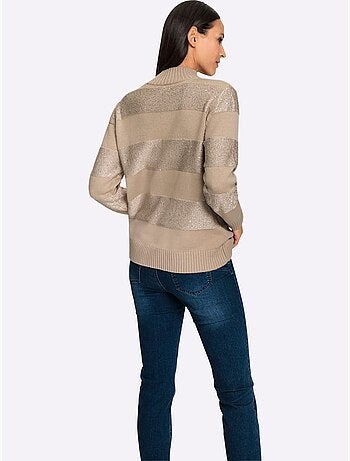 Pull à Col Montant Rayures Tendance - Taille Standard - Helline