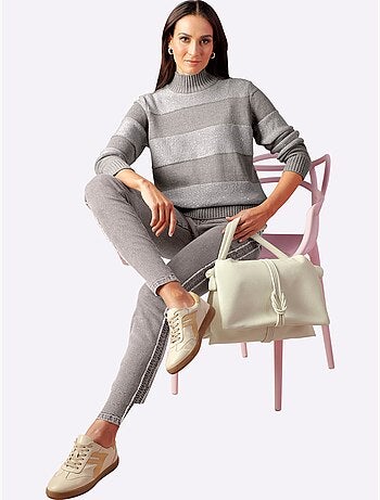 Pull à Col Montant Rayures Tendance - Taille Standard - Helline