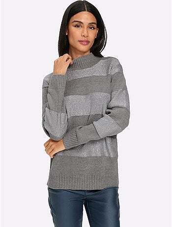 Pull à Col Montant Rayures Tendance - Taille Standard - Helline