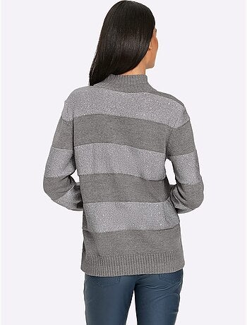 Pull à Col Montant Rayures Tendance - Taille Standard - Helline