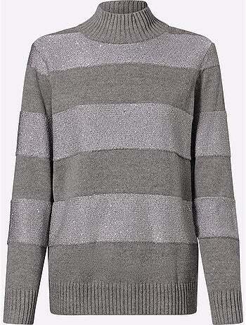 Pull à Col Montant Rayures Tendance - Taille Standard - Helline