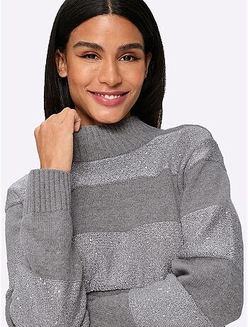 Pull à Col Montant Rayures Tendance - Taille Standard - Helline