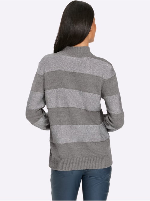 Pull à Col Montant Rayures Tendance - Taille Standard - Helline - Kiabi Pull à Col Montant Rayures Tendance - Taille Standard - Helline - Kiabi