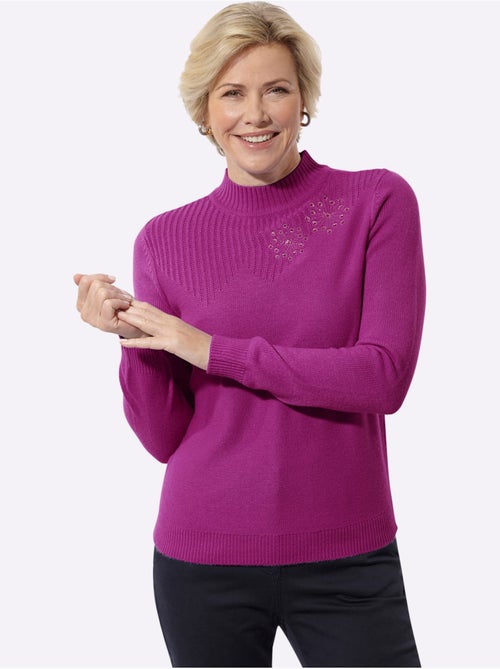 Pull à Col Montant Superbe Broderie Florale - Taille Standard - Witt - Kiabi Pull à Col Montant Superbe Broderie Florale - Taille Standard - Witt - Kiabi
