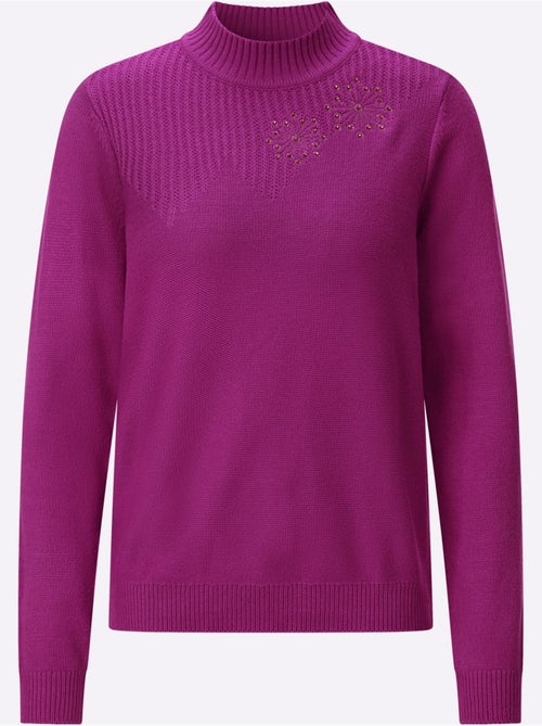 Pull à Col Montant Superbe Broderie Florale - Taille Standard - Witt - Kiabi Pull à Col Montant Superbe Broderie Florale - Taille Standard - Witt - Kiabi