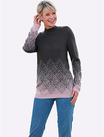 Pull à Col Montant Superbe Motif Jacquard - Taille Standard - Moda Vilona