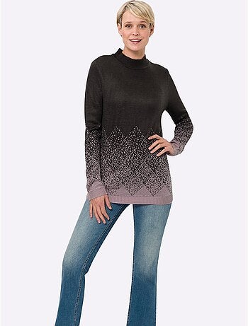 Pull à Col Montant Superbe Motif Jacquard - Taille Standard - Moda Vilona