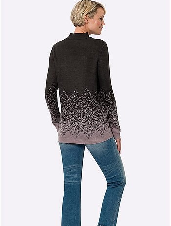 Pull à Col Montant Superbe Motif Jacquard - Taille Standard - Moda Vilona