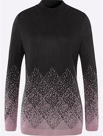 Pull à Col Montant Superbe Motif Jacquard - Taille Standard - Moda Vilona