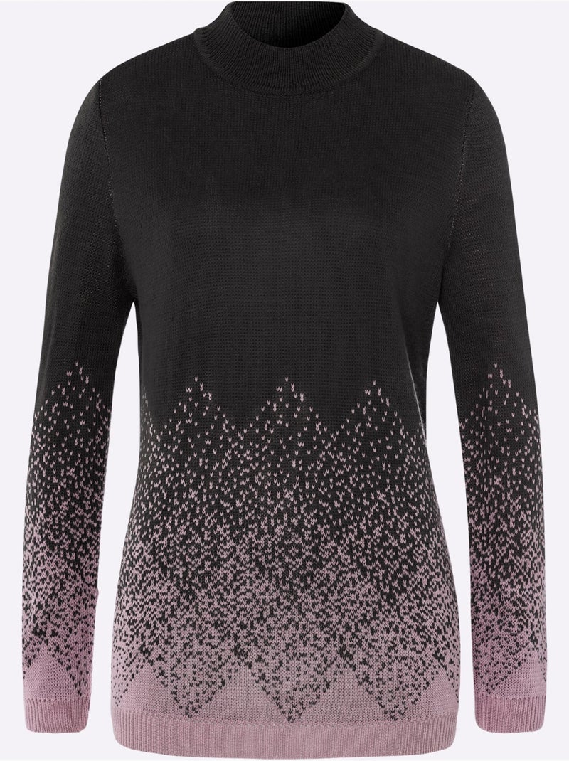 Pull à Col Montant Superbe Motif Jacquard - Taille Standard - Moda Vilona Gris Mauve - Kiabi
