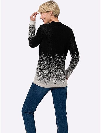 Pull à Col Montant Superbe Motif Jacquard - Taille Standard - Moda Vilona