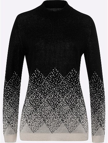 Pull à Col Montant Superbe Motif Jacquard - Taille Standard - Moda Vilona
