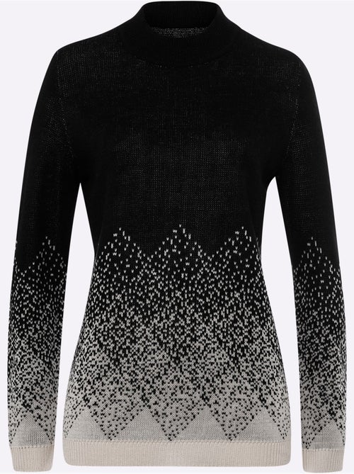 Pull à Col Montant Superbe Motif Jacquard - Taille Standard - Moda Vilona - Kiabi Pull à Col Montant Superbe Motif Jacquard - Taille Standard - Moda Vilona - Kiabi