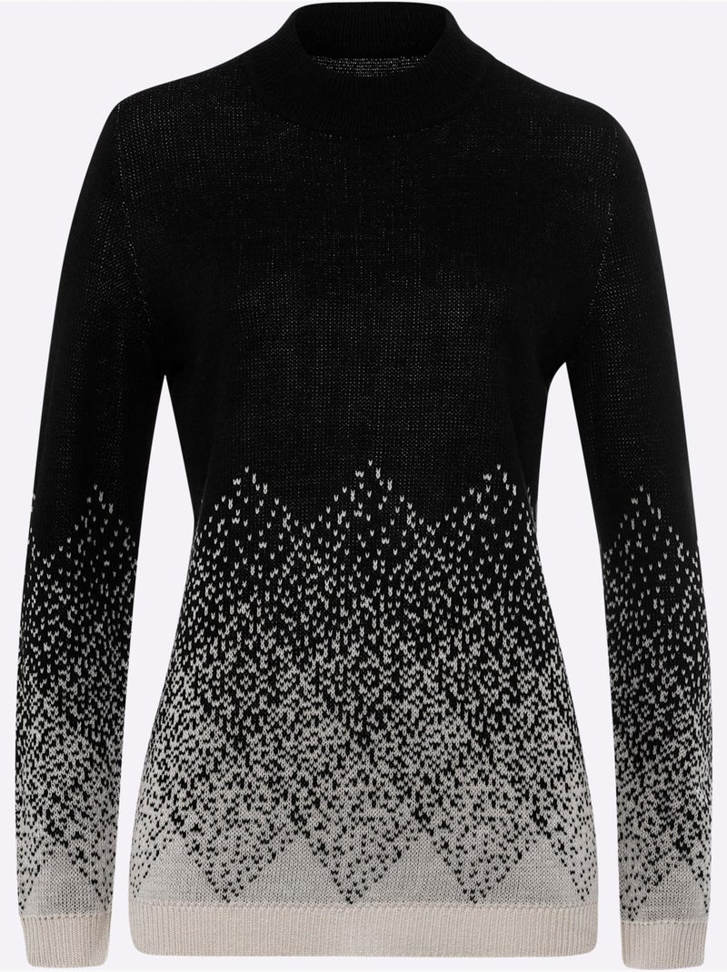 Pull à Col Montant Superbe Motif Jacquard - Taille Standard - Moda Vilona Marron - Kiabi
