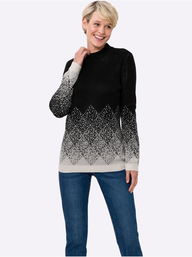 Pull à Col Montant Superbe Motif Jacquard - Taille Standard - Moda Vilona Marron - Kiabi