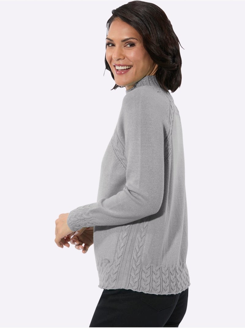 Pull à Col Montant Toucher Très Doux - Taille Standard - Witt Gris chiné - Kiabi
