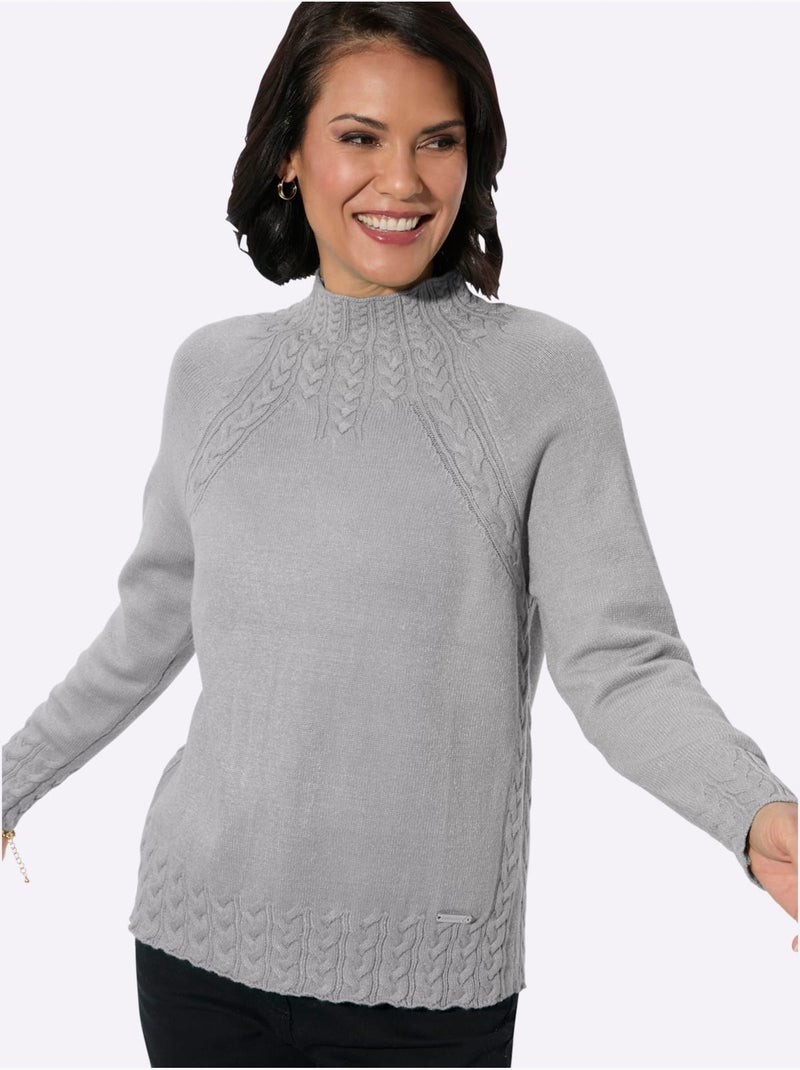 Pull à Col Montant Toucher Très Doux - Taille Standard - Witt Gris chiné - Kiabi