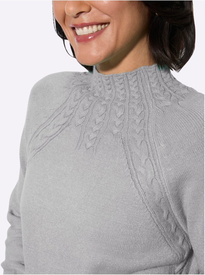 Pull à Col Montant Toucher Très Doux - Taille Standard - Witt Gris chiné - Kiabi