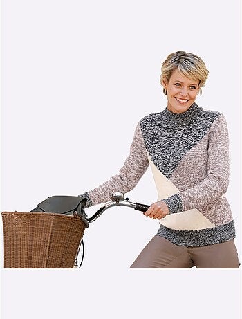 Pull à Col Montant Tricot Chiné - Taille Standard - Moda Vilona