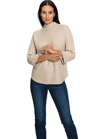 Pull à Col Montant Tricot Côtelé Moderne - Taille Standard - helline