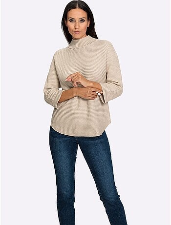 Pull à Col Montant Tricot Côtelé Moderne - Taille Standard - helline