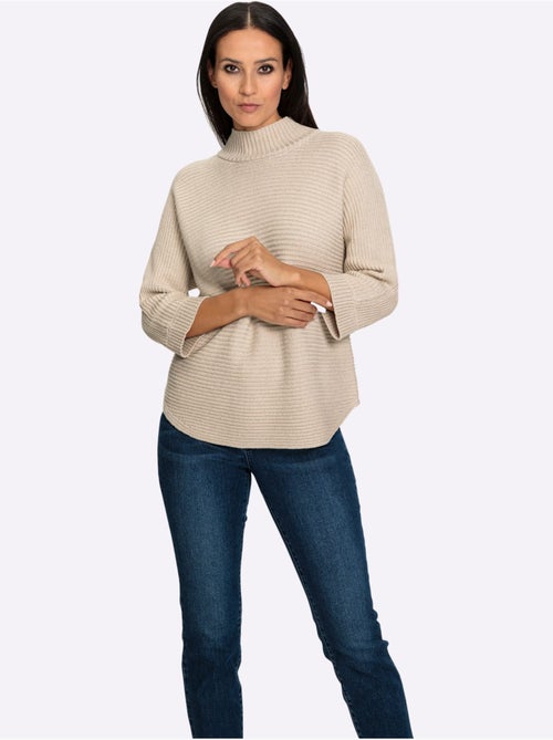 Pull à Col Montant Tricot Côtelé Moderne - Taille Standard - helline - Kiabi