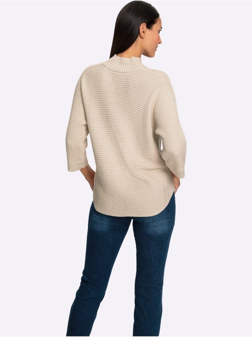 Pull à Col Montant Tricot Côtelé Moderne - Taille Standard - helline - Kiabi