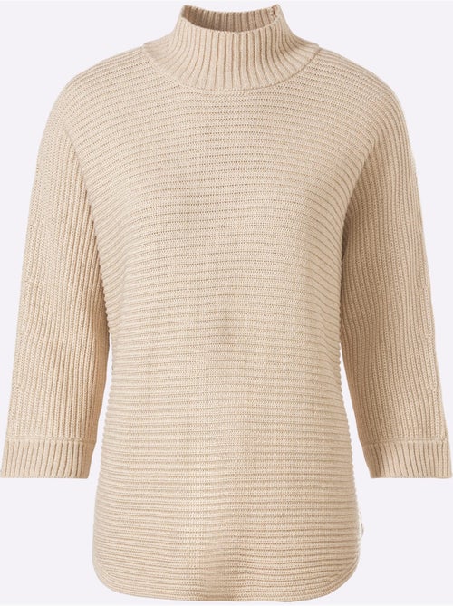 Pull à Col Montant Tricot Côtelé Moderne - Taille Standard - helline - Kiabi