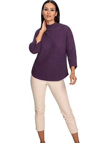 Pull à Col Montant Tricot Côtelé Moderne - Taille Standard - helline