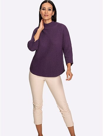 Pull à Col Montant Tricot Côtelé Moderne - Taille Standard - helline