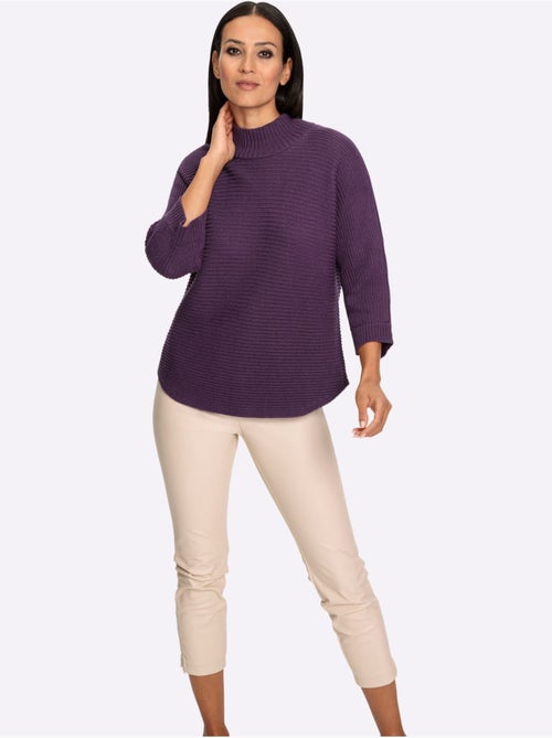 Pull à Col Montant Tricot Côtelé Moderne - Taille Standard - helline - Kiabi