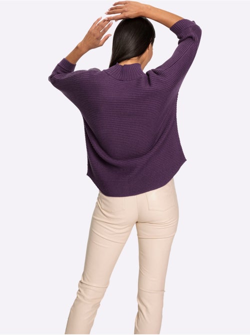 Pull à Col Montant Tricot Côtelé Moderne - Taille Standard - helline - Kiabi