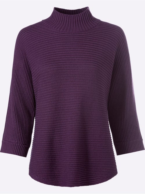 Pull à Col Montant Tricot Côtelé Moderne - Taille Standard - helline - Kiabi