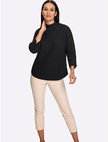 Pull à Col Montant Tricot Côtelé Moderne - Taille Standard - helline