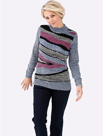 Pull à col montant tricot intarsia de qualité - taille standard - witt