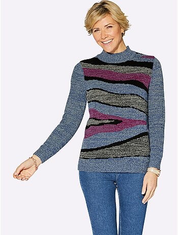 Pull à col montant tricot intarsia de qualité - taille standard - witt