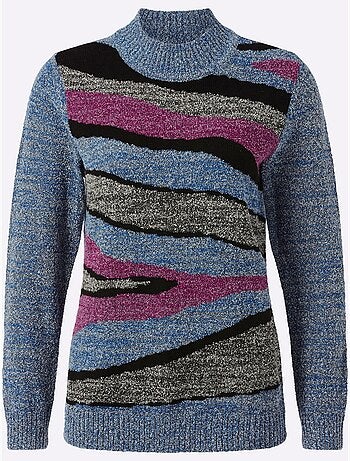 Pull à col montant tricot intarsia de qualité - taille standard - witt
