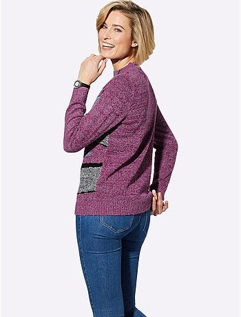 Pull à col montant tricot intarsia de qualité - taille standard - witt