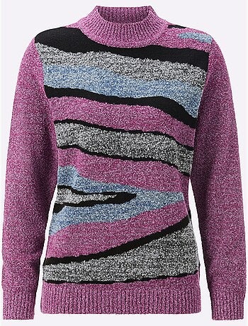 Pull à col montant tricot intarsia de qualité - taille standard - witt
