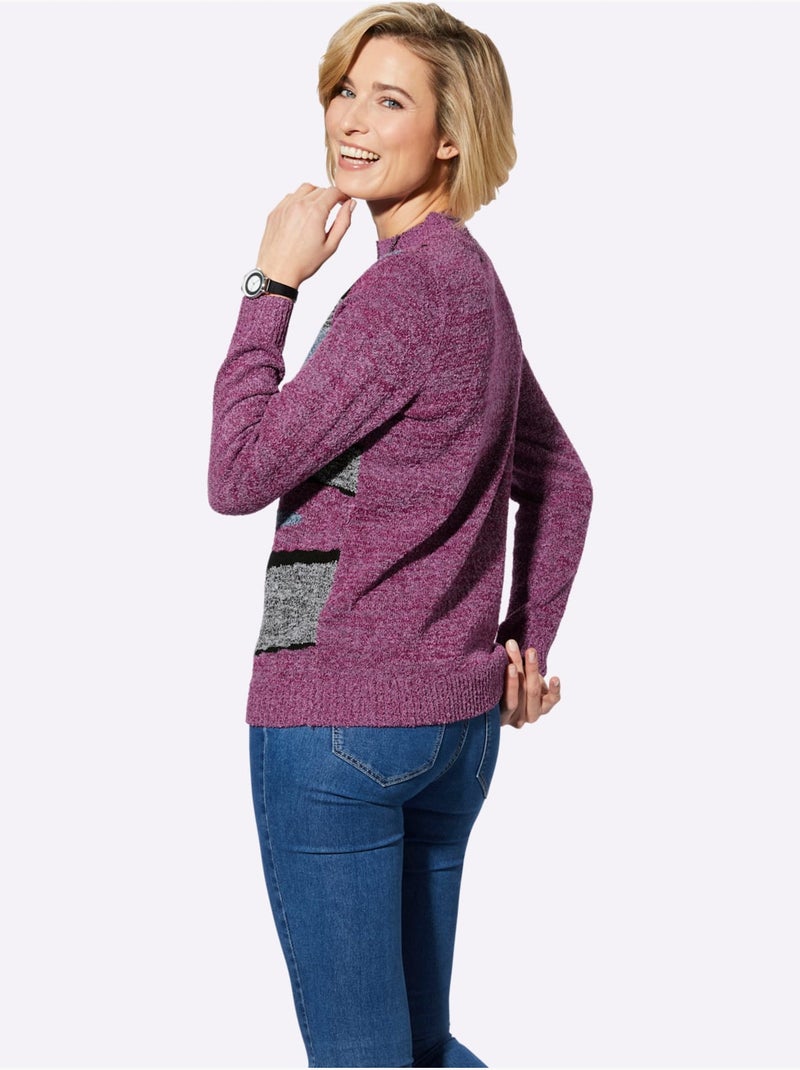 Pull à col montant tricot intarsia de qualité - taille standard - witt Mauve - Kiabi