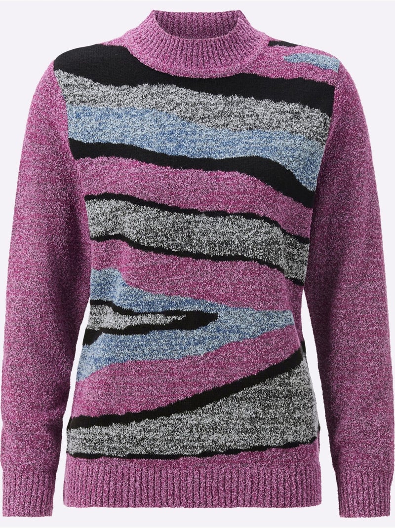 Pull à col montant tricot intarsia de qualité - taille standard - witt Mauve - Kiabi