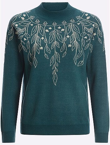 Pull à Col Montant Tricot Jacquard De Qualité - Taille Standard - Moda Vilona