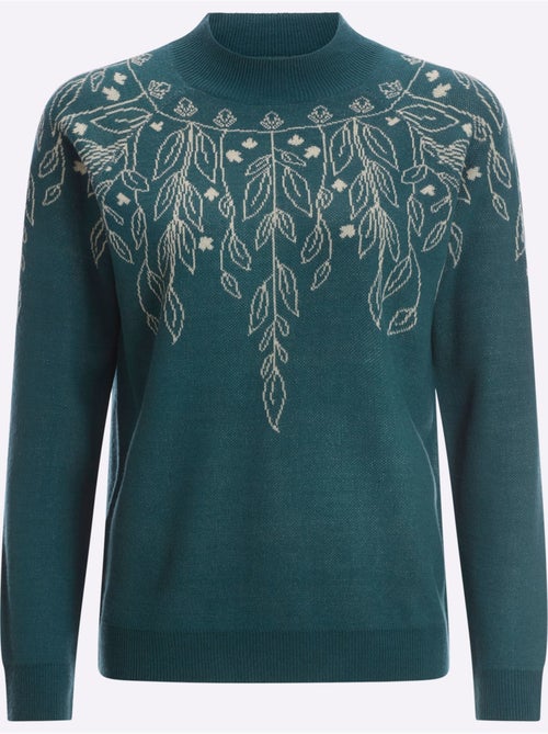 Pull à Col Montant Tricot Jacquard De Qualité - Taille Standard - Moda Vilona - Kiabi Pull à Col Montant Tricot Jacquard De Qualité - Taille Standard - Moda Vilona - Kiabi
